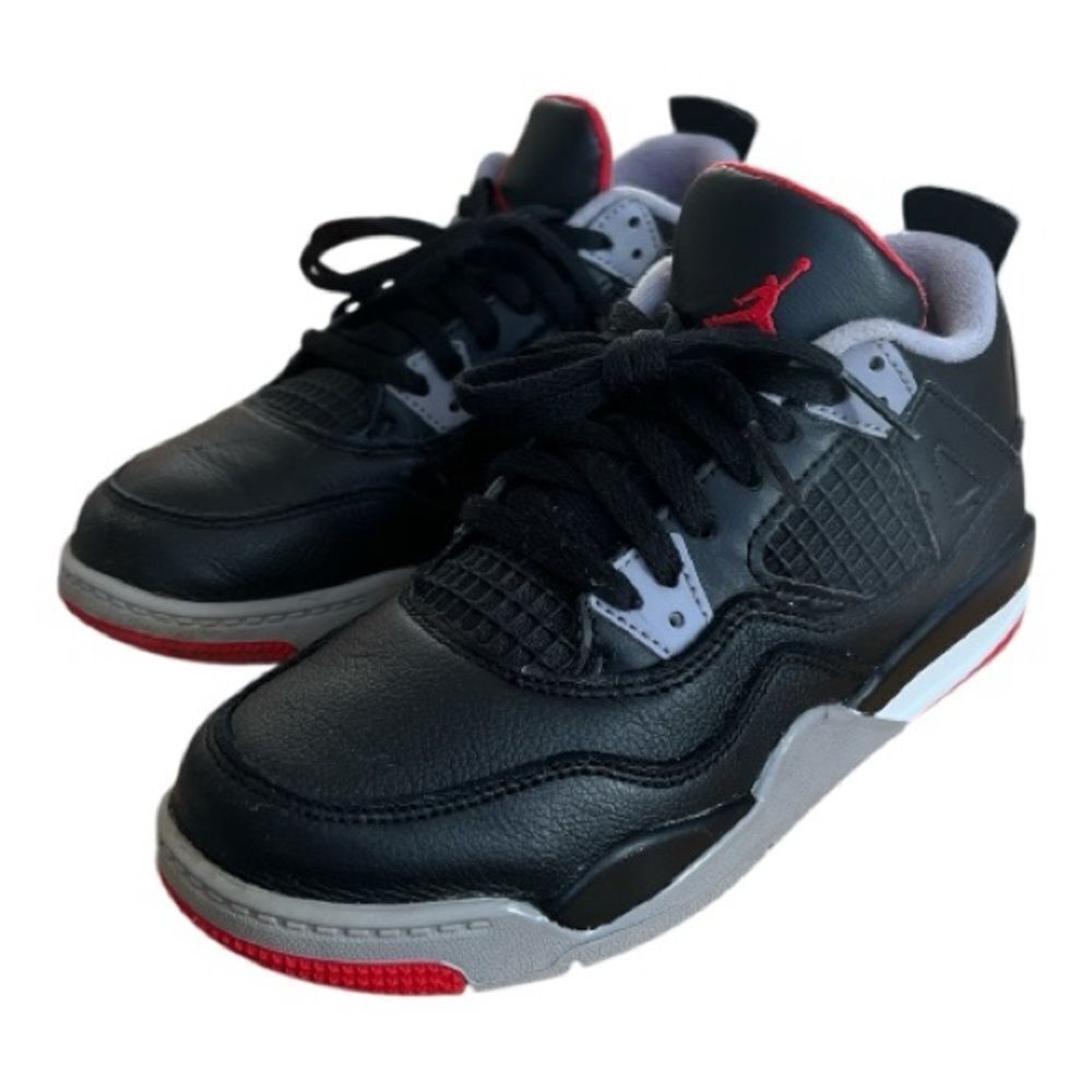 Jordan 4 Retro “Bred” Reimagined Kids Sneakers Black and Red Size 1 Youth - Picture 4 of 7